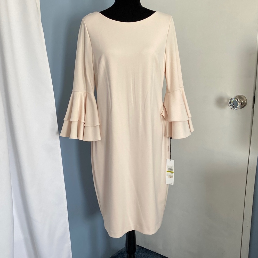 Calvin Klein Creamy Light Pink Long Sleeve Dress